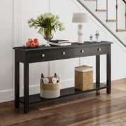 Kinbor 60 Inch Extra Long Console Table, Modern Entryway Table with Drawers & Storage, Narrow Sofa Table for Living Room, Black