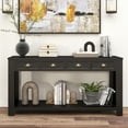 thumbnail image 1 of Kinbor 60” Long Console Table, Entryway Table with 4 Drawers & Storage Shelf, Black, 1 of 8