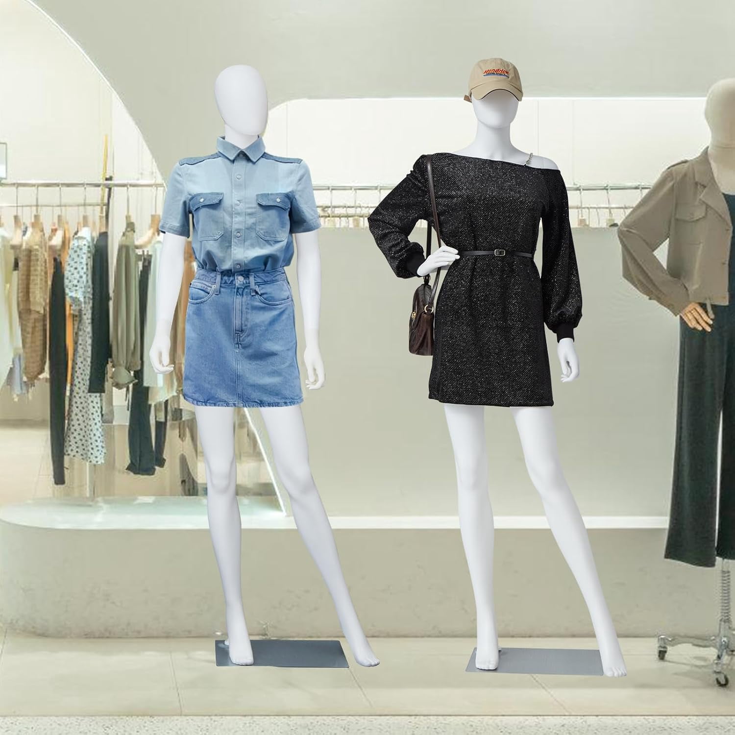 Kinbor 6Ft Female Mannequin Dress Form Display - Manikin Torso Stand Realistic Full Body Mannequin Set with Stand for Clothing Shops, Clothing Design(White)