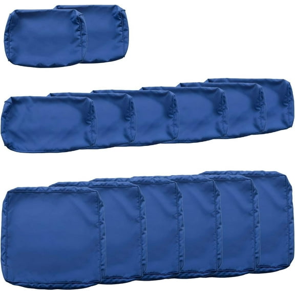 Kinbor 7 Pcs Outdoor Patio Wicker Sofa Chair Washable Cushions Pillow Replacement Covers for Seat&Back, Dark Blue