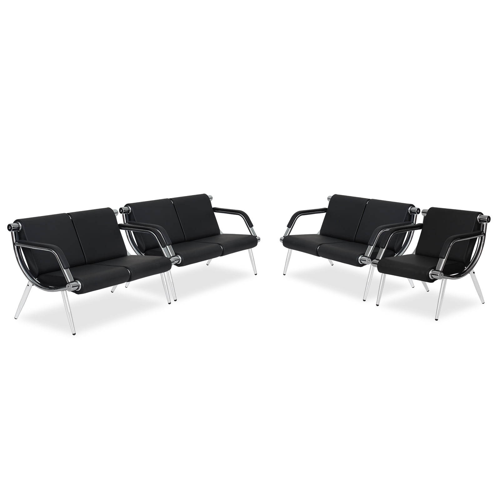 Kinbor 7-Seat PU Leather Waiting Room Chairs Office Lobby Furniture ...