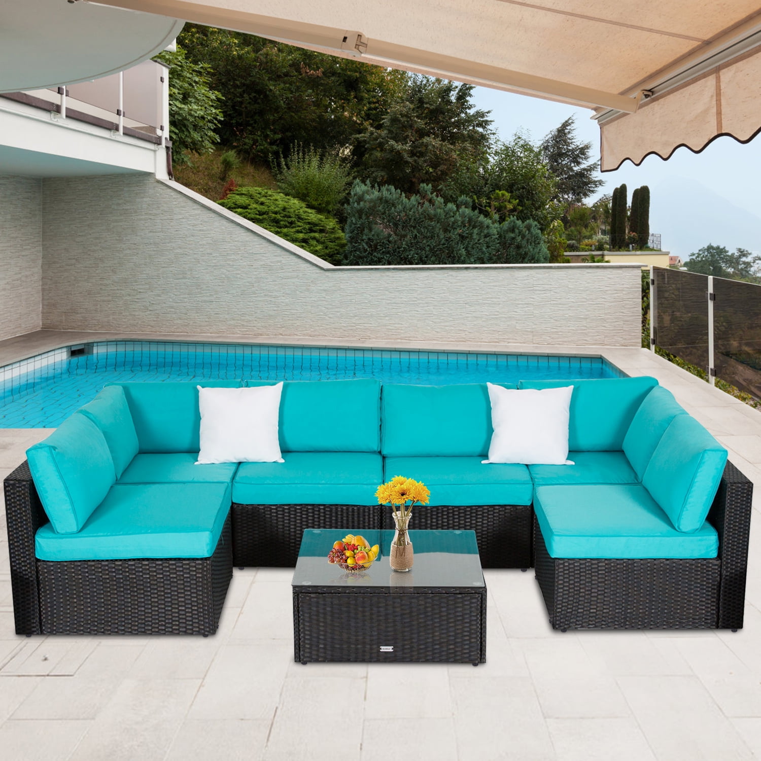 Kinbor 7pcs outdoor patio furniture sectional pe wicker rattan sofa set new arrivals