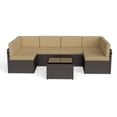 thumbnail image 1 of Kinbor 7Pcs Outdoor Patio Furniture Sets PE Wicker Rattan Sectional Sofa Set with Washable Couch Cushions, Khaki, 1 of 9
