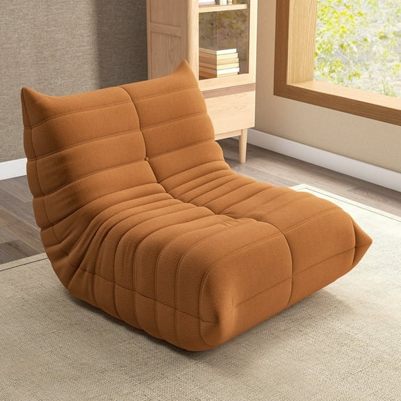 Kinbor Bean Bag Chair, Modern Lazy Sofa Floor Sofa Chair Bean Bag Chair, Big Fireside Bean Bag Lounger for Adults, Brown