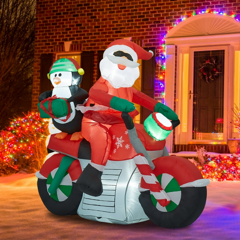 Santa on motorcycle inflatable deals