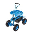 thumbnail image 1 of Kinbor Garden Cart Rolling Work Adjustable Swivel Seat for Planting w/Tray Basket Extendable Handle, 1 of 6