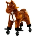 thumbnail image 1 of Kinbor Kids Ride on Rocking Plush Toy Walking Horse With Sound and Wheels, Brown, 1 of 8