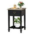 thumbnail image 1 of Kinbor Nightstand Accent End Table Sofa Side Table with Drawer & Open Shelf for Living Room Bedroom, Black, 1 of 7