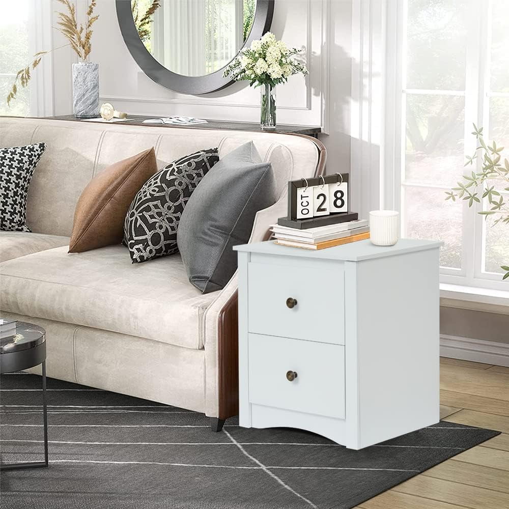 Nightstand,Side Table,ZPL White Nightstand with Drawer,Modern End Table for  Bedroom Living Room 