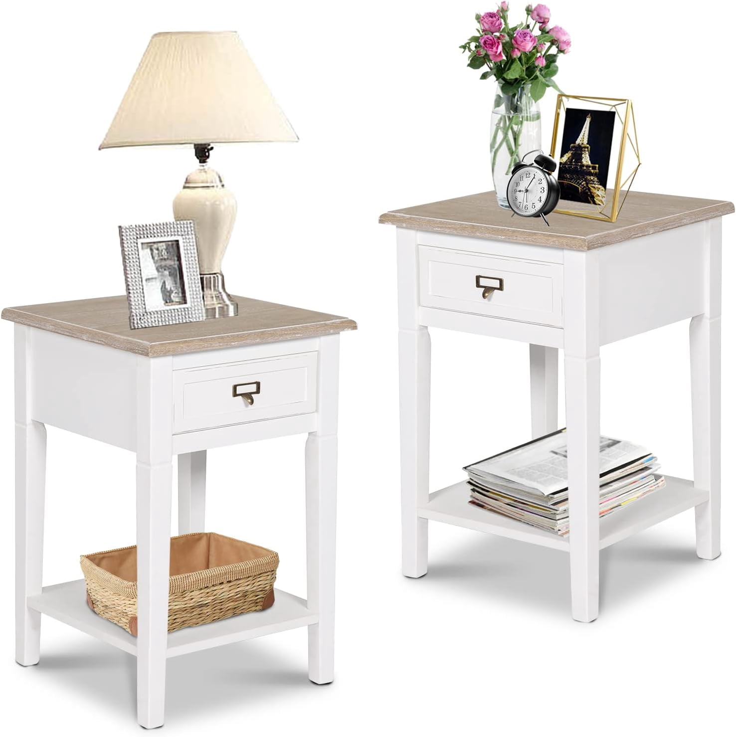 Kinbor Nightstands Set of 2, Beside Table End Table for Living Room ...