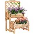 thumbnail image 1 of Kinbor Outdoor Wood Raised Garden Bed Planter Box with Trellis for Climbing Plants Growing, Garden Balcony Patio, 1 of 7