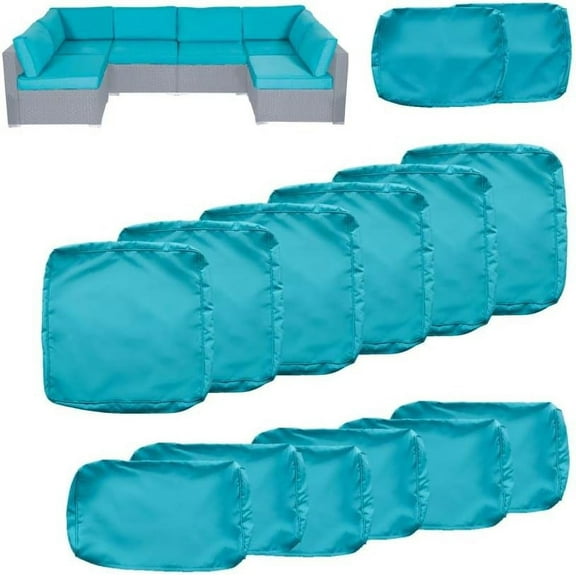 Kinbor Patio Furniture Cushion Replacement Covers for 7pcs Outdoor Sofa Set,Washable Patio Cushion Slipcovers, Turquoise