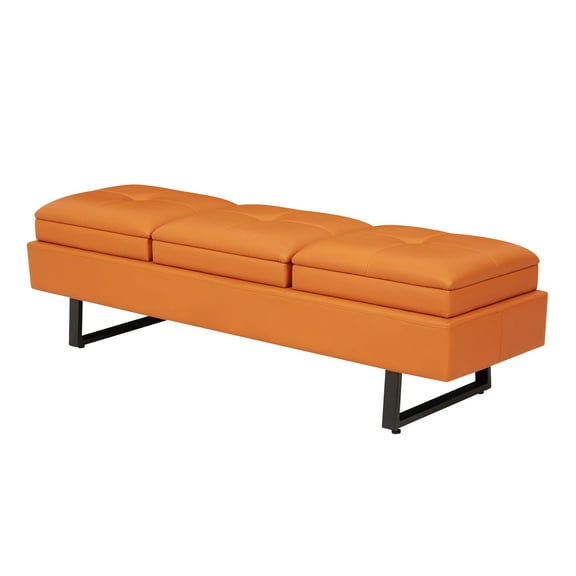 Kinbor Reception Chairs Modern Entryway Bench, 3-Seat Waiting Room Chair Salon Reception Bench Office Chair, Orange