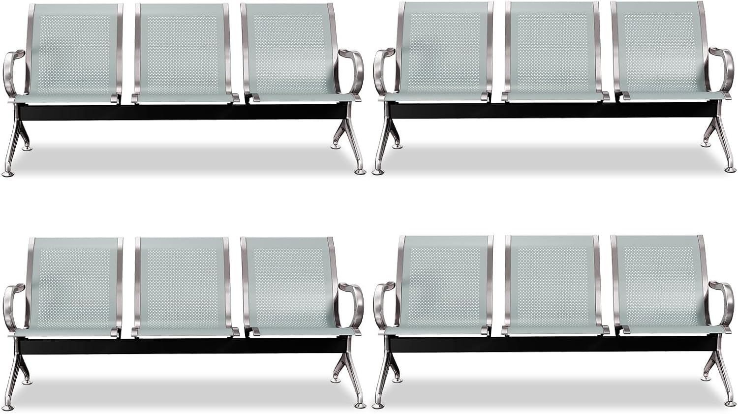 Kinbor Set of 4 Waiting Room Chairs, 3-Seat Airport Reception Chairs ...