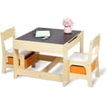 thumbnail image 1 of Kinbor Toddler Table and Chair Set, 3 in 1 Kids Activity Table with Double Side Detachable Tabletop, Wood Activity Table, Orange, 1 of 7