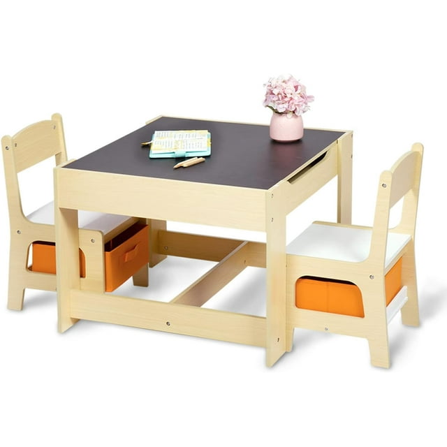 Kinbor Toddler Table and Chair Set, 3 in 1 Kids Activity Table with
