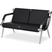 Kinbor Waiting Room Chairs, 2-Seat Reception Chairs Office Guest Waiting Furniture Bench Seating for Airport Bank Hospital, Black