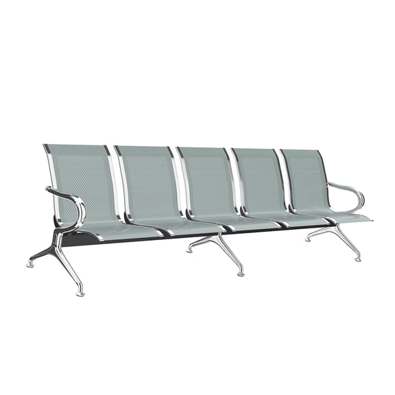 Kinbor Waiting Room Chairs - Whole 5-Seat Connect Reception Chairs Waiting Room Chairs with Arms & Stainless Steel Frame, Waiting Room Bench Lobby Chair for Office Airport Bank Hospital
