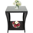 thumbnail image 1 of Kinbor Wicker Porch Square Side Table With Storage, Black, 1 of 6