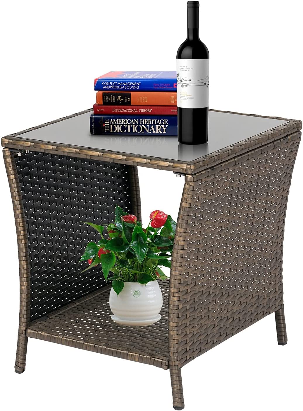 Antony Outdoor Wicker Coffee Table, Brown - Walmart.com