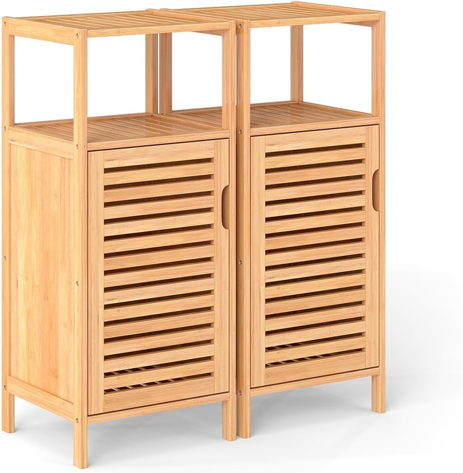 Kinborbaby Small Bathroom Storage Cabinet - Bamboo Cabinet, Bathroom ...