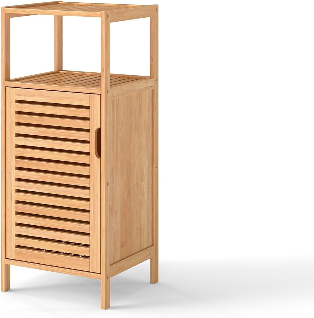 Kinborbaby Small Bathroom Storage Cabinet - Bamboo Cabinet, Bathroom ...
