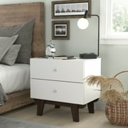 Kincaid Wood 2-Drawer Nightstand, Matte White, by Hillsdale Living Essentials