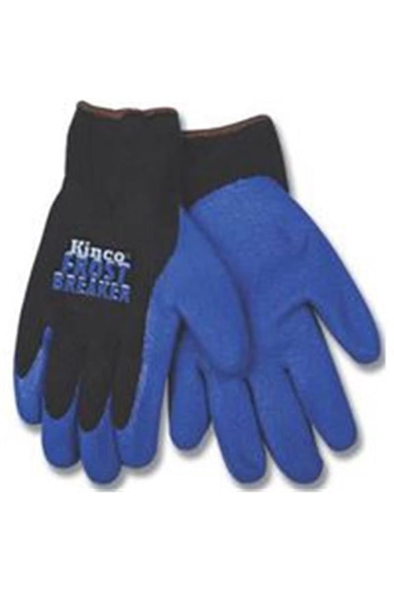 1789-S Men's Form Fitting Thermal Gloves, Black Knit Shell, Blue Latex Coated Palm, Elastic Knit Wrist (Size: Small)