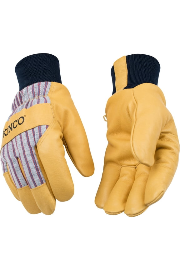 Men's Outdoor Knit Wrist Work Gloves - Insulated - 1 Pair, Yellow, Medium
