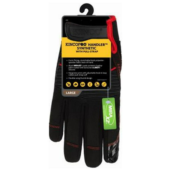 Kinco 2021-XL Handler Men's Hybrid Work Gloves, Black