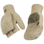 Kinco 5210-M Alyeska Grey Lined Ragg Wool Half Finger Gloves With Pocket and Pvc Dots on Palm Size M