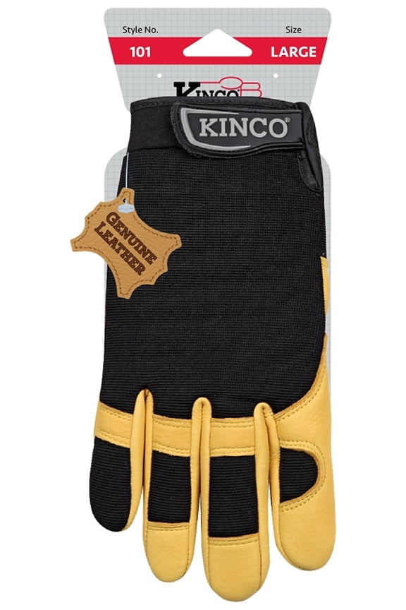 7669815 Mens Indoor & Outdoor Deerskin Spandex Driver Gloves, Black & Yellow - Medium