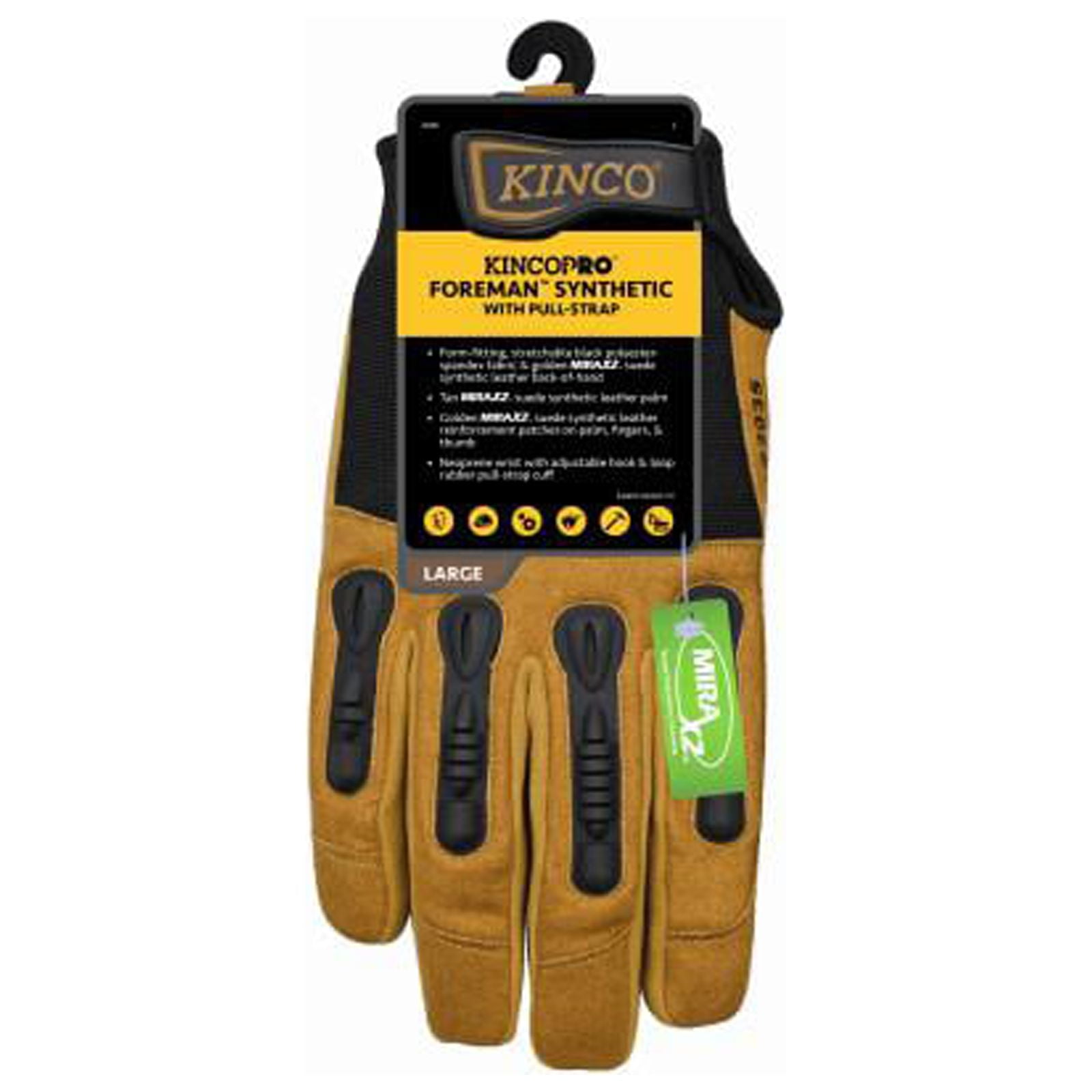 Kinco 1930-L Men's Axeman Grain Cowhide Leather Chopper Mittens, Large Size