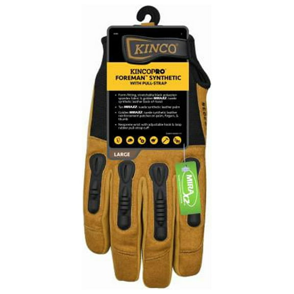 Kinco 2035-L Foreman Gloves, Black/Tan, Men's L - Quantity 1