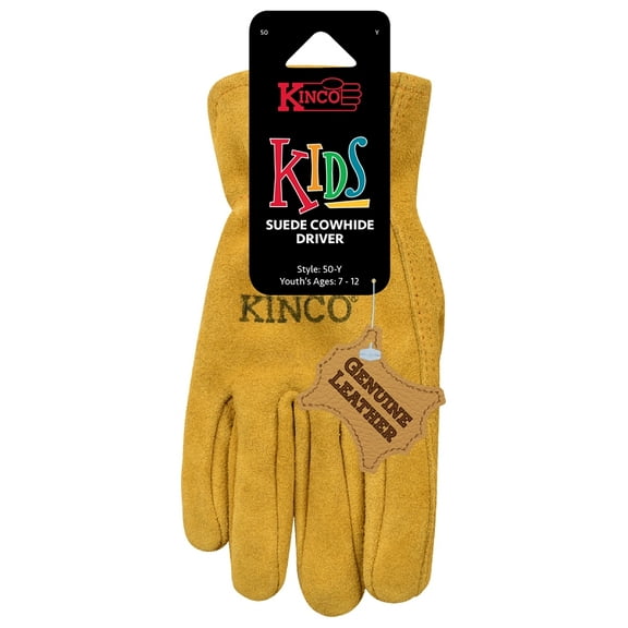 Kinco 50-KS Gloves, Men's, S, Keystone Thumb, Easy-On Cuff, Suede Cowhide Leather, Gold, Unlined
