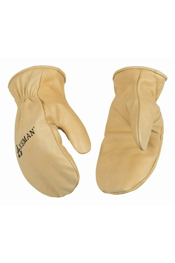 Lined Cowhide Leather Cold Weather Mittens with Signature Heatkeep Thermal Insulation, Easy-On Cuff, Naturally Water-Repellent Style No. 1930