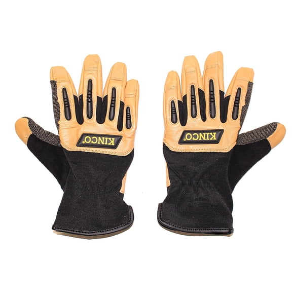 KincoPro 2132-L Grain Goatskin / Synthetic Hybrid w IMPACT Protection Work Glove - New to Market. Lightweight, Cut Resistant Patch, Shock Absorbing Palm Pads, TPR Impact Protection!!! (Size: Large)