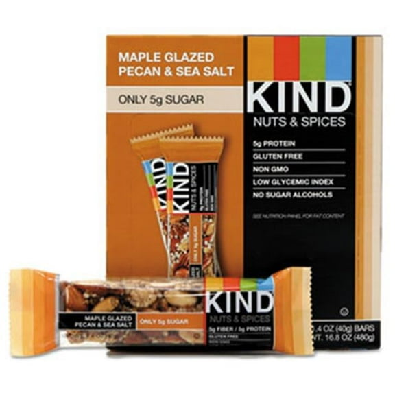 Kind 17930 1.4 oz Nuts & Spices Bar, Maple Glazed Pecan & Sea Salt - 12 per Box