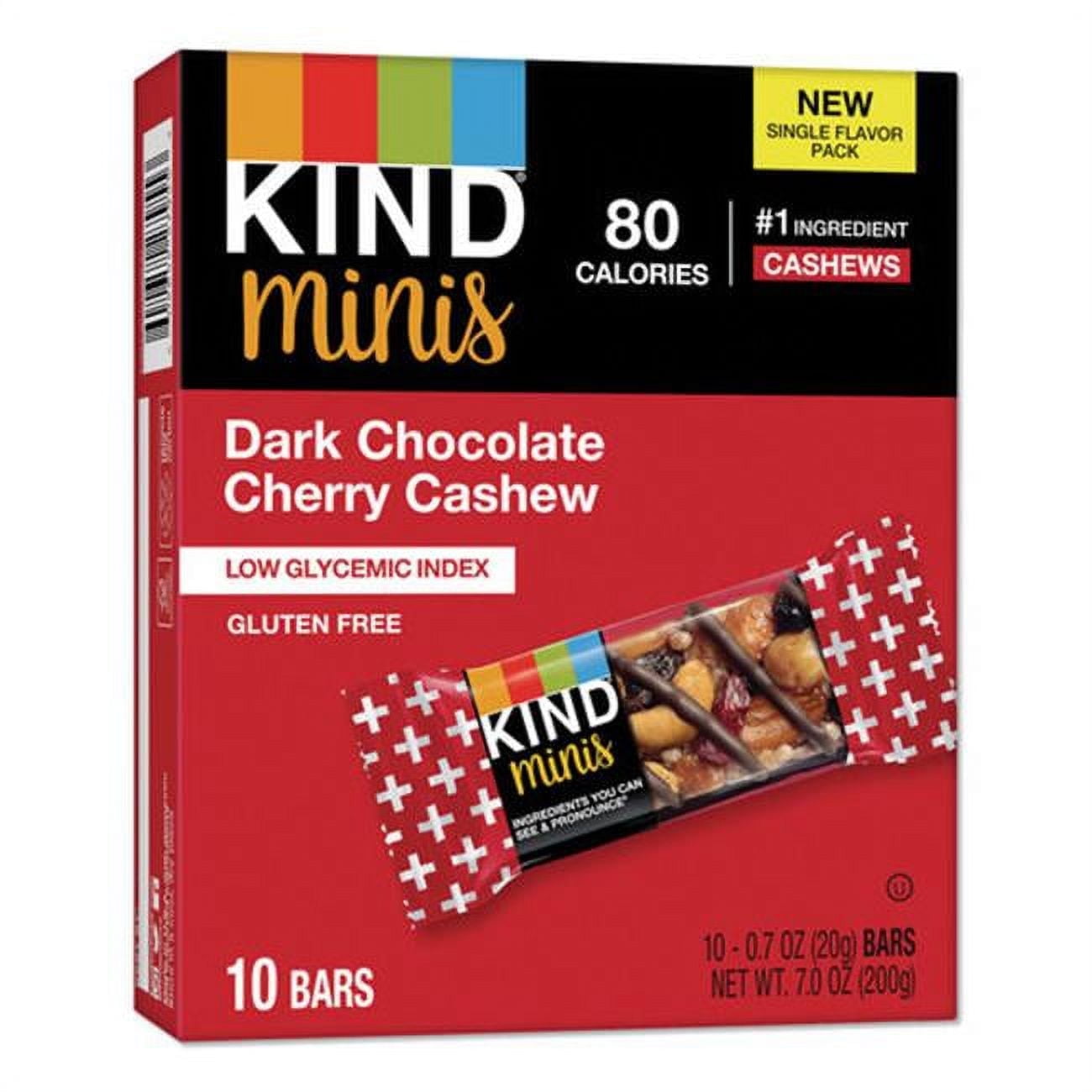Kind 27962 0.7 oz Minis, Dark Chocolate Cherry Cashew Chocolate - 10 per Pack