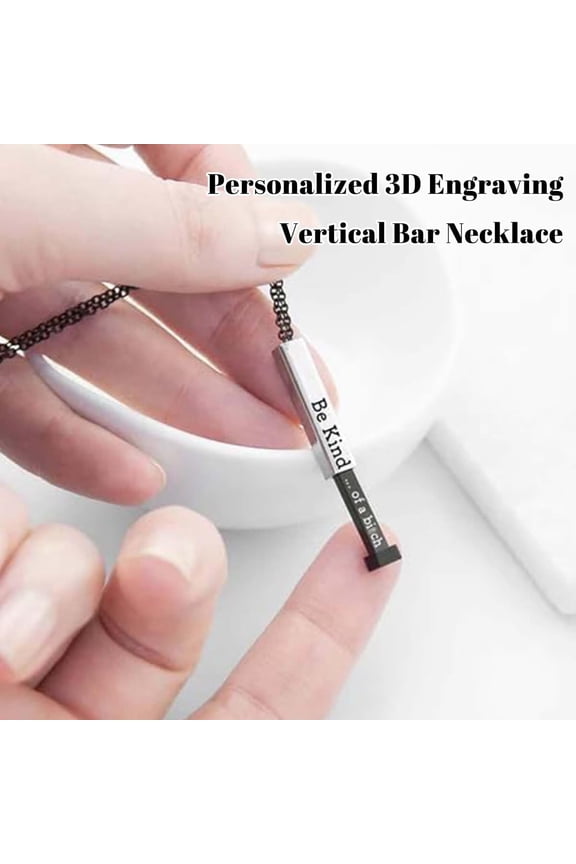 Be Kind Of A B Necklaces For Women With Hidden Message Necklace Be Kind Of A B 3D Engraving Vertical Bar Necklace Best Friend Necklace Stainless Steel Square Tubes Pendant To Best Friends Si[o2947]