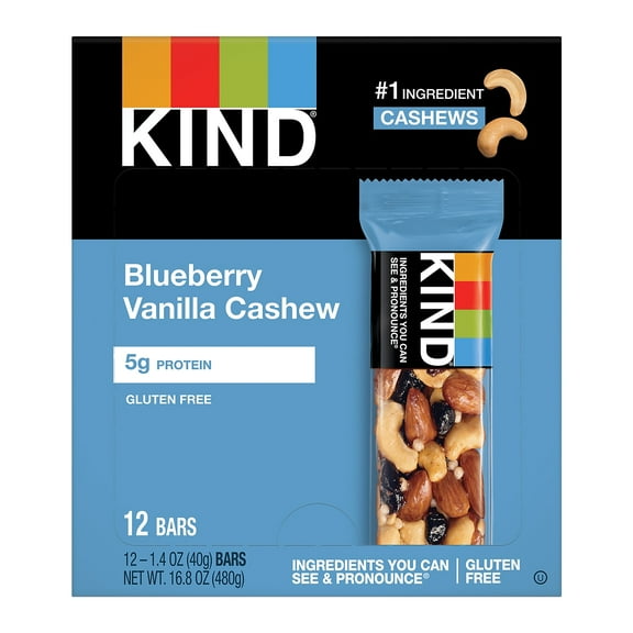 Kind Bar - Blueberry Vanilla and Cashew - 1.4 Oz Bars - Case of 12