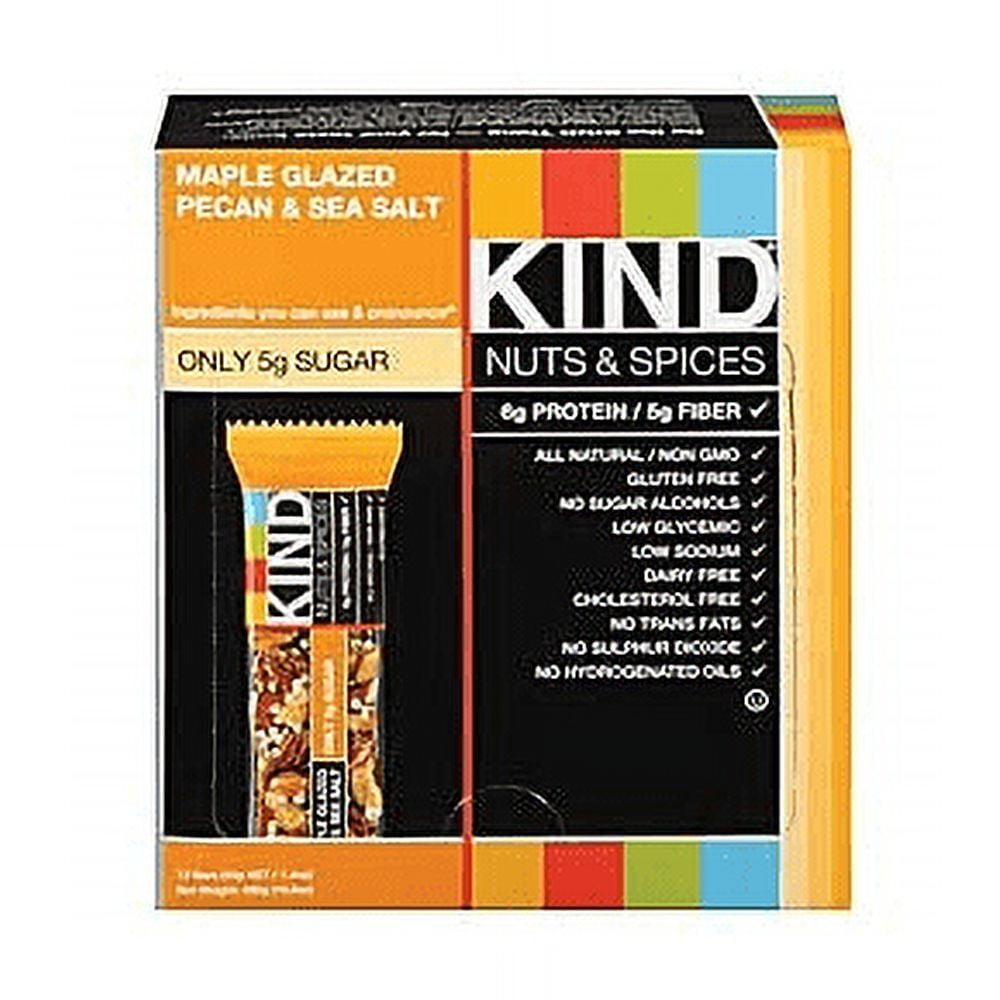 Kind Bars, Maple Glazed Pecan & Sea Salt, Gluten Free, Low Glycemic Index, 1.4Oz, 12 Count