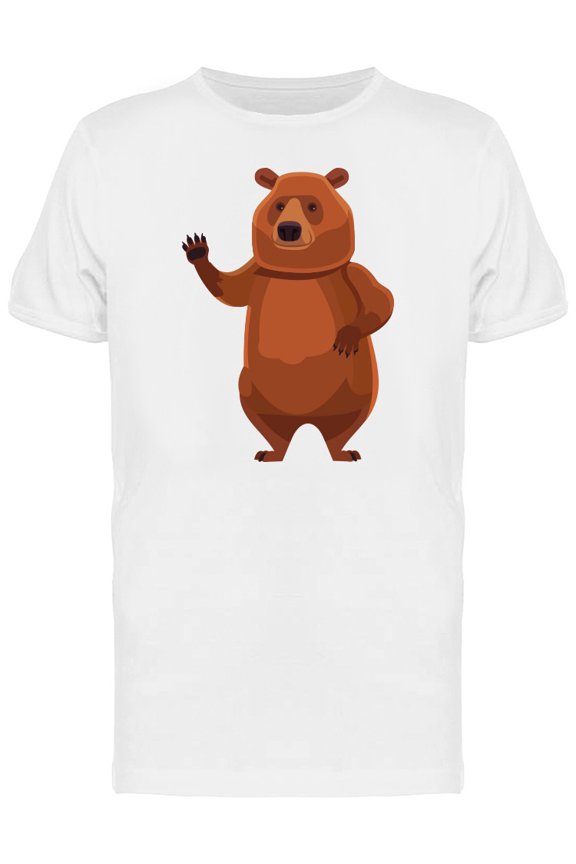 Kind Bear Waving Hello T-Shirt Men -Image by Shutterstock, Male x-Large