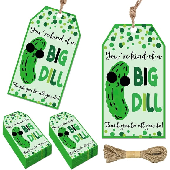 Kind of a Big Dill Thank You Tags You're a Big Deal Silly Dill Gift Tags Pickle Themed Gift Tags Pickle Funny Pickle Party Decor for Kids Boys Girls Birthday Party Supplies Supplies