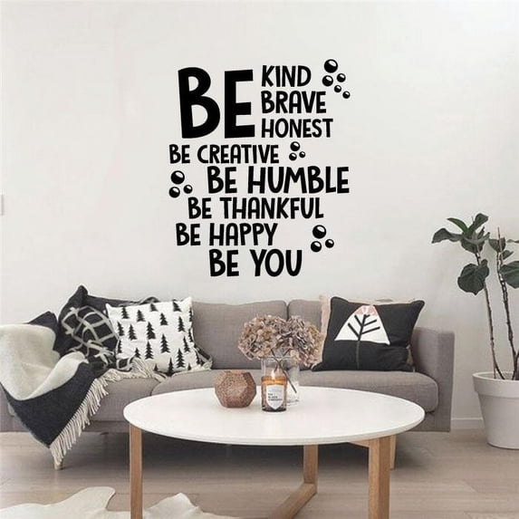 Be Kind Be Brave Be Honest - Life Motivation Quote Bubbles Design Vinyl Wall Art Wall Sticker Wall Decal Decoration For Home Room Kids Room Nursery Room Girls Boys Décor Design Size (40x40 inch)