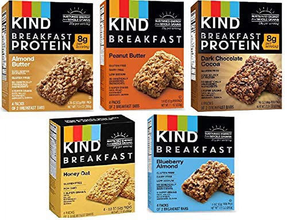 Kind Breakfast Bars New Variety 5 Pack. 1 Box of each Dark Chocolate