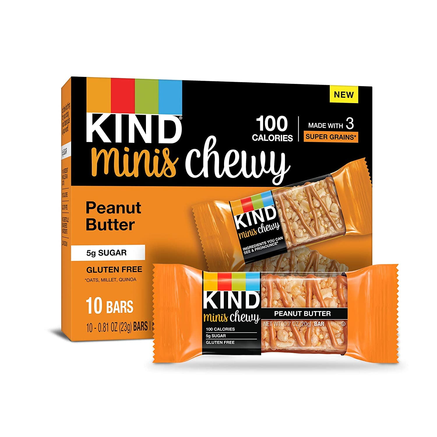 Kind Chewy Minis Bars Peanut Butter 10 Bars Pack of 4