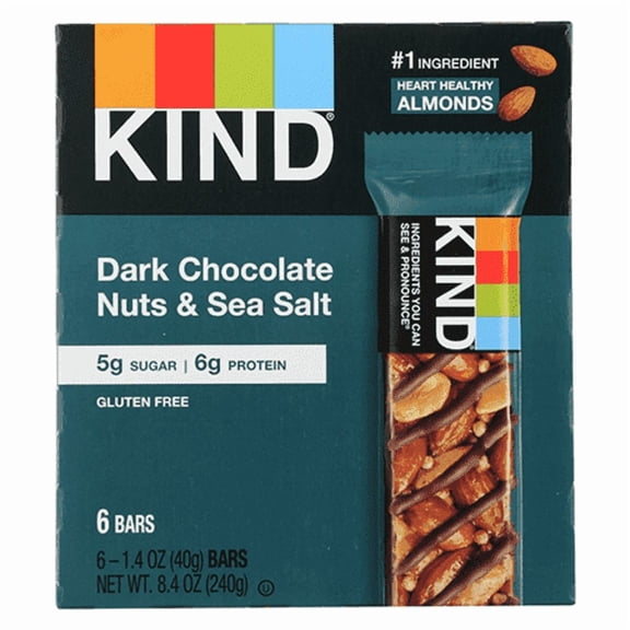Kind Dark Chocolate Nuts & Sea Salt Bars 6 Pack Case 1.4 oz - Pack of 2