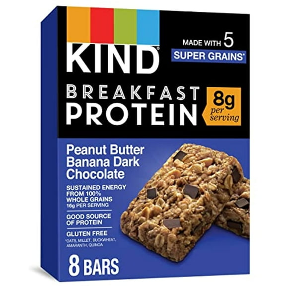Kind Dark Chocolate Peanut Butter Banana Breakfast Bar, Pack Of 8 Bars