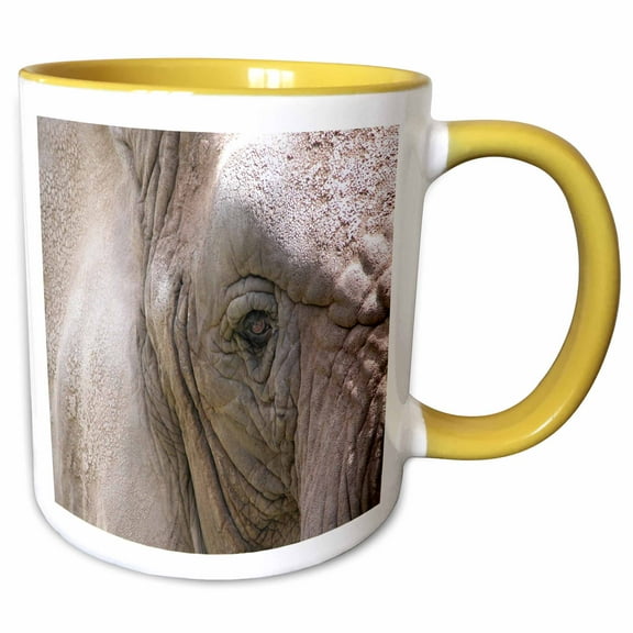 3drose, Kind Giant, Elephant, 11oz Two-tone Yellow Mug